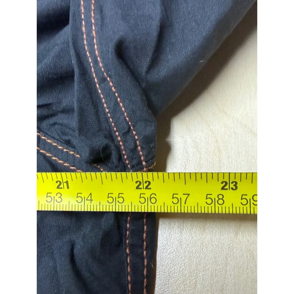 Rock Roll-n-Soul Button Down Mens Large Black Snakeskin Collar Contrast Stitch
